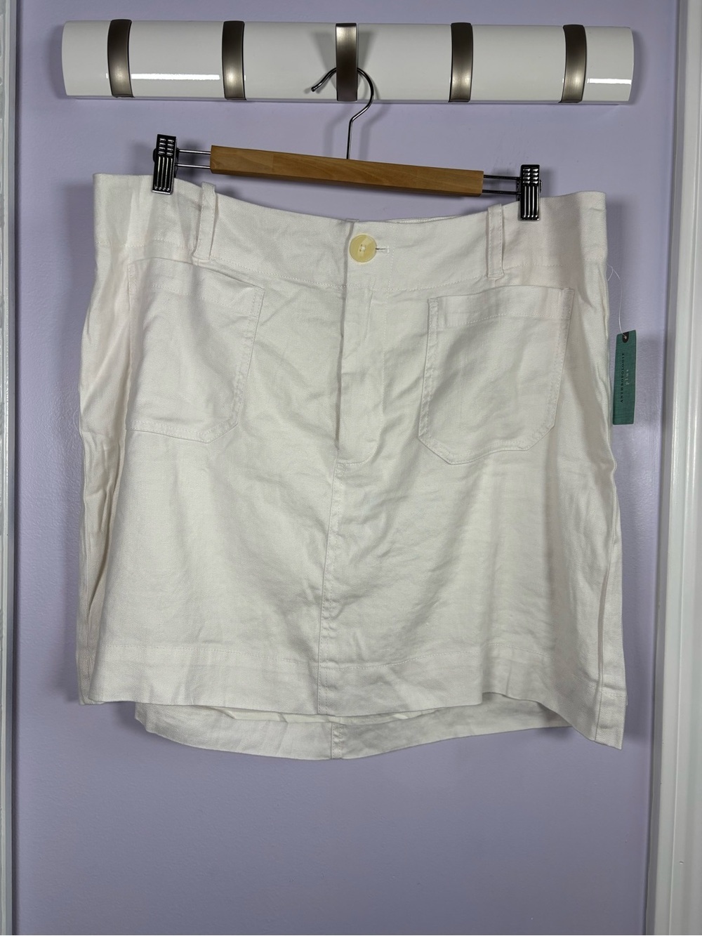 Maeve Anthropologie Linen Blend White Mini Skirt With Lining Size 1X